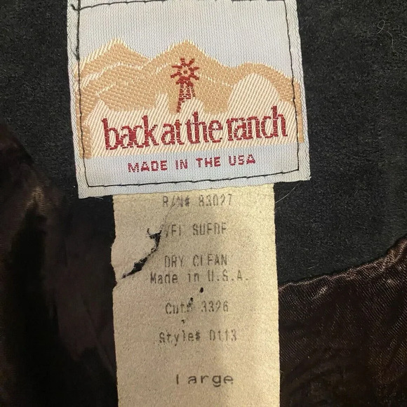 VTG Back At The Ranch Western Black Sued Suit Jacked Blazer Women Sz L 2 Button - Picture 6 of 12